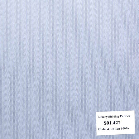 S01.427 - Sơmi Cotton & Modal - Xanh Dương Sọc